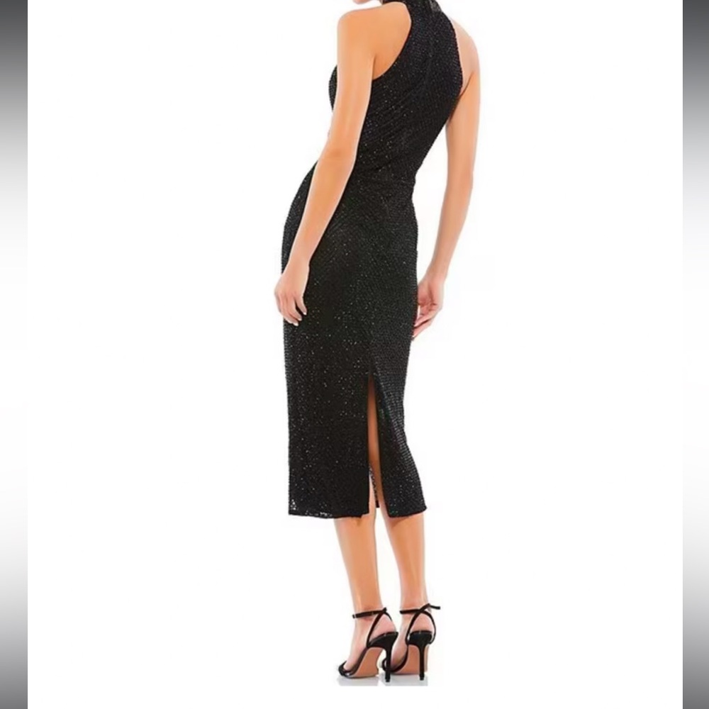 Sleeveless Black Midi Dress with Side Slit